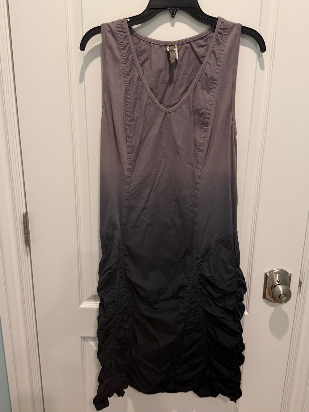XCVI Dress Ombré Taupe to Black Rouching Boho Gothcore Lagenlook Women’s S